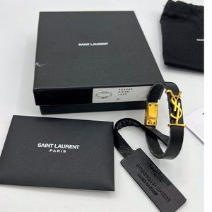 Saint Laurent YSL Opyum Bracelet in Black Leather